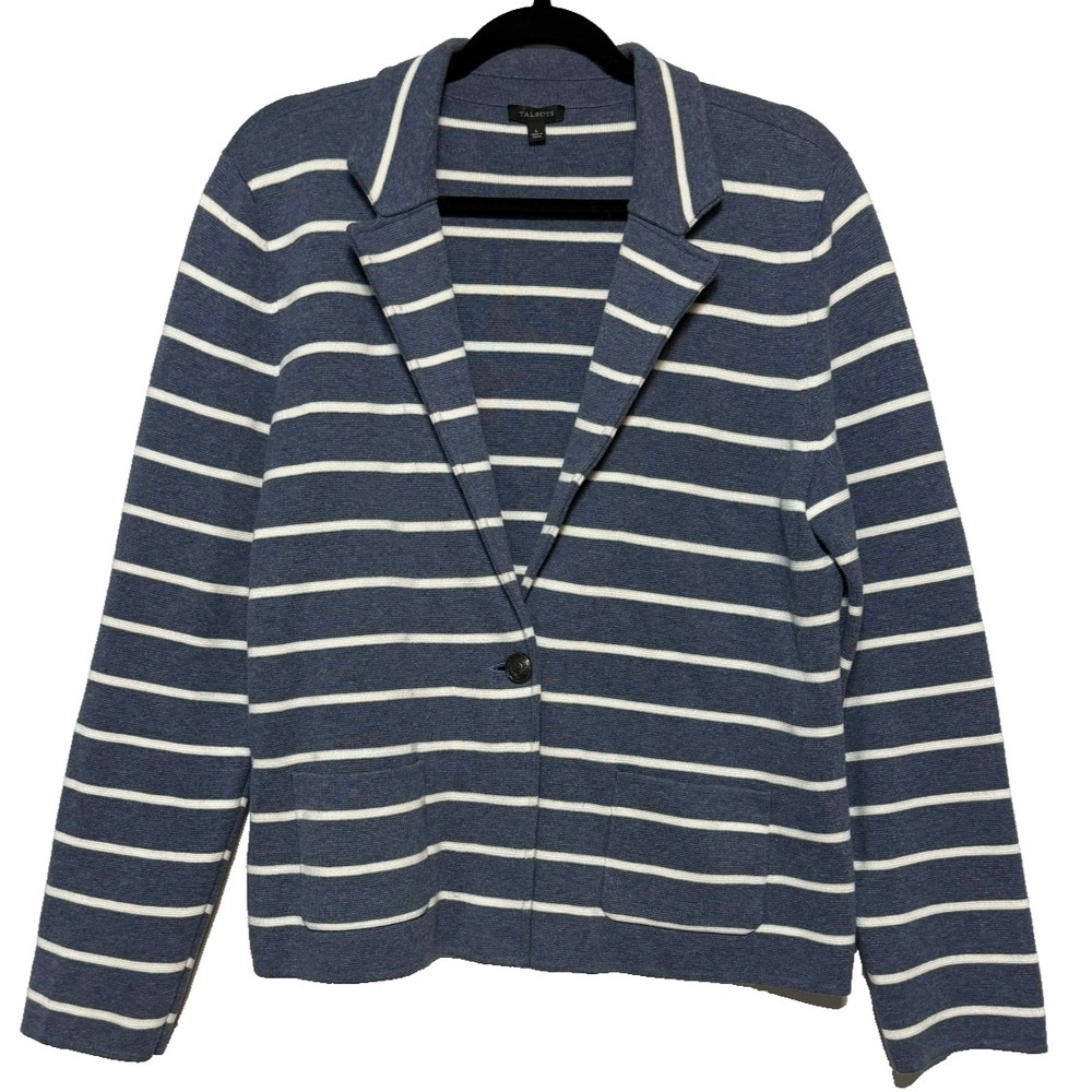 Talbots Old Money Preppy Knit Blazer Sweater Women Size L Quiet Luxury Soft Girl